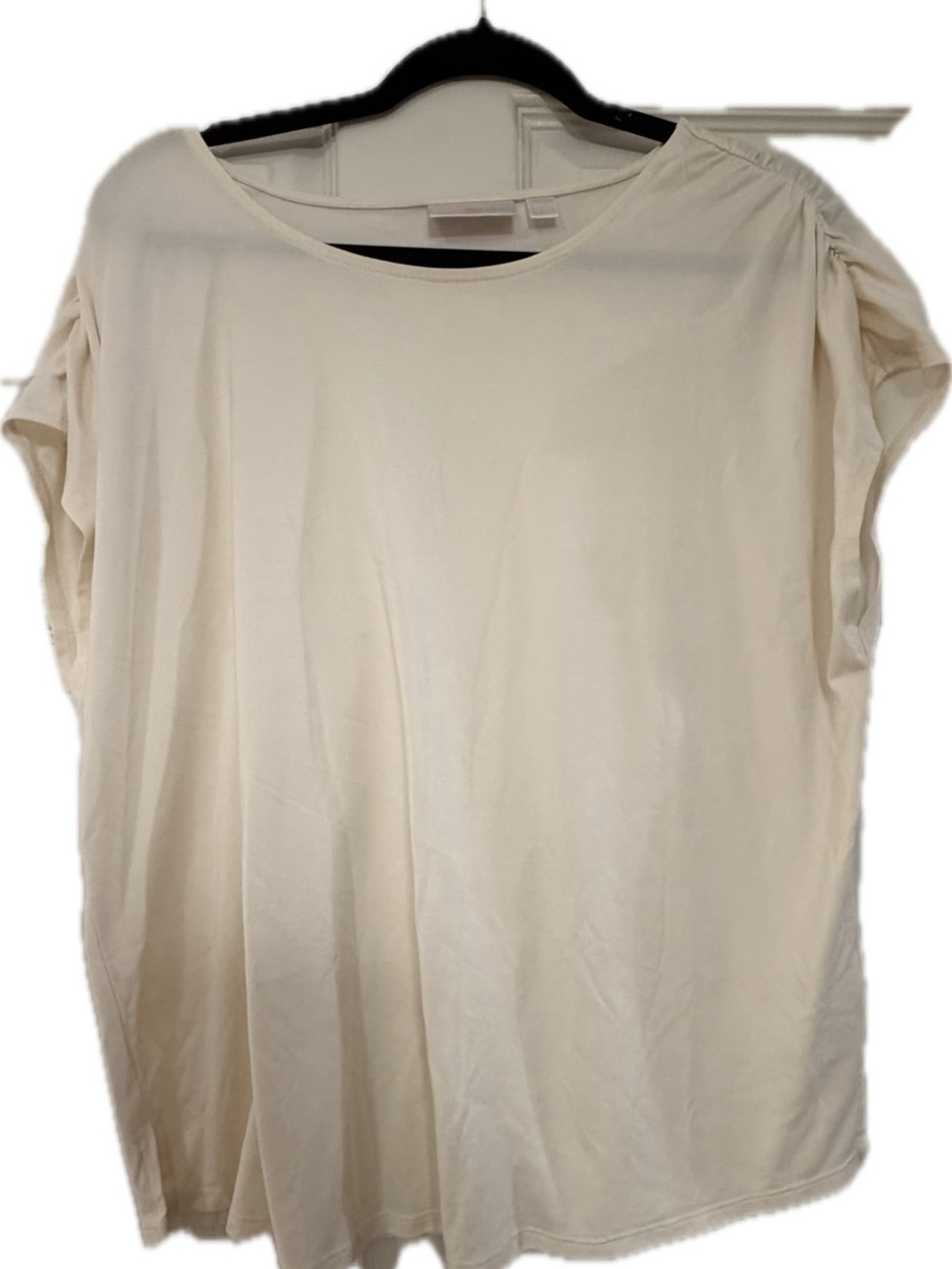 Belle by Kim Gravel Cream Short-Sleeve Tunic Top